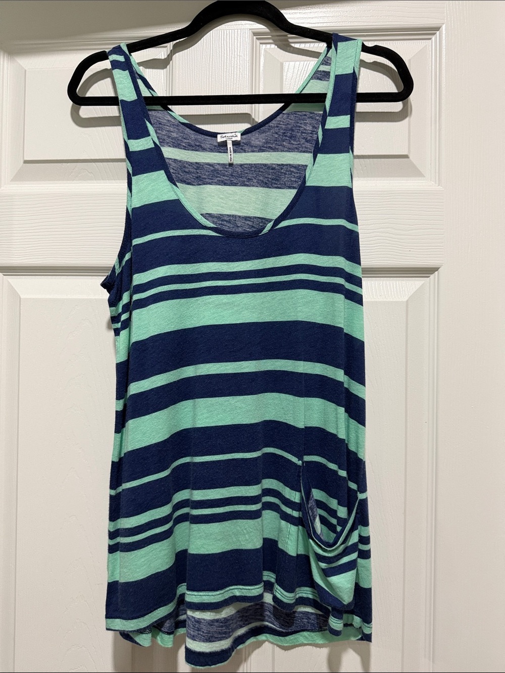 Splendid Mint and Navy Striped Scoop Tank